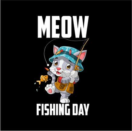 Bügelbild Cat Fishing