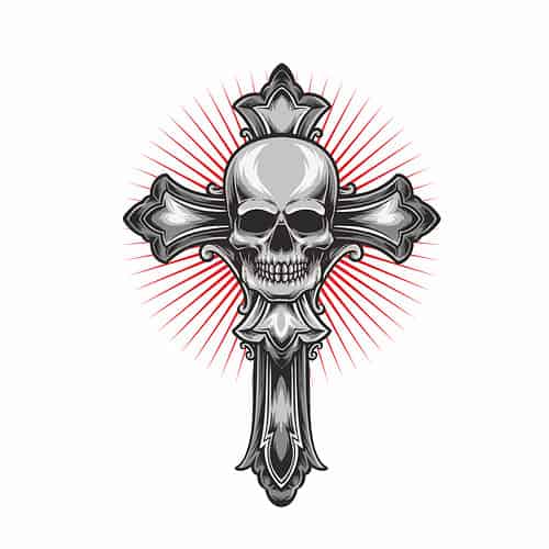 Bügelbilder Kreuz Totenkopf