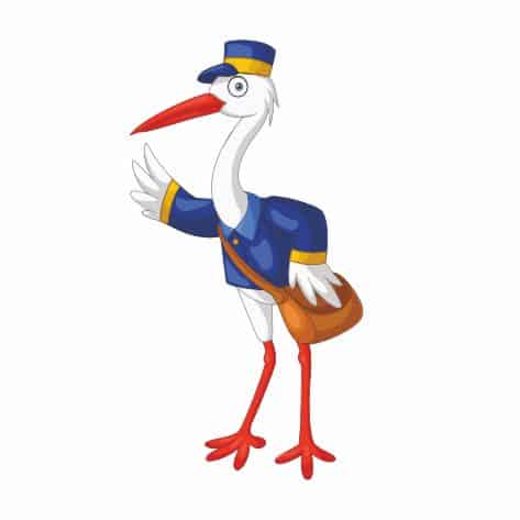 Bügelbilder Storch Brieftraeger